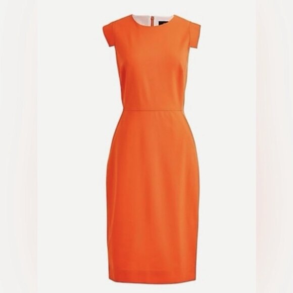 J. Crew Resume Sheath in Neon Orange Italian Stretch Wool Dress Sz 0 - Picture 11 of 11